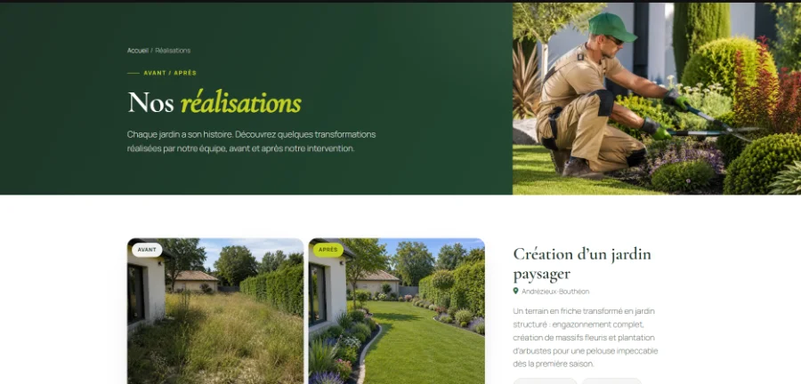 Réalisation site internet paysagiste par ABconceptWeb