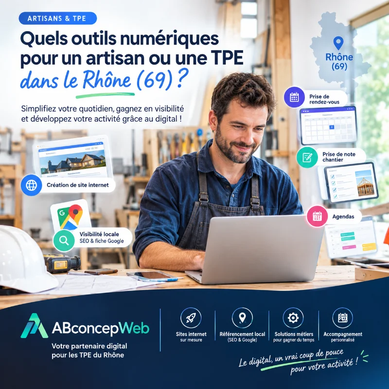 Outils numériques pour un artisan ou une TPE du Rhône : site internet, agenda, devis et suivi de chantier